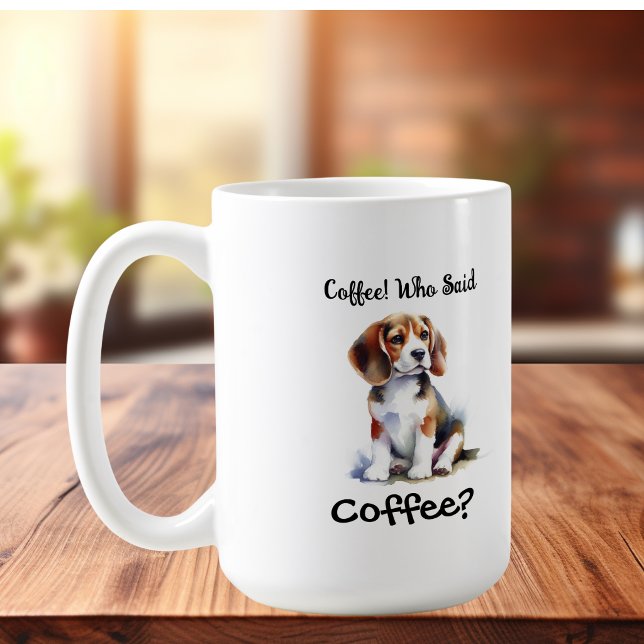 Funny BROWN 'Coffee' Beagle Personalize Coffee Mug (Creator Uploaded)