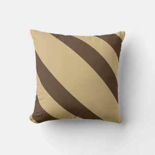 Funny Brown Diagonal Stripes Throw Pillow