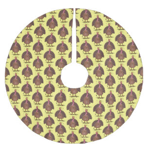 Funny brown farmyard turkey with flies cartoon brushed polyester tree skirt