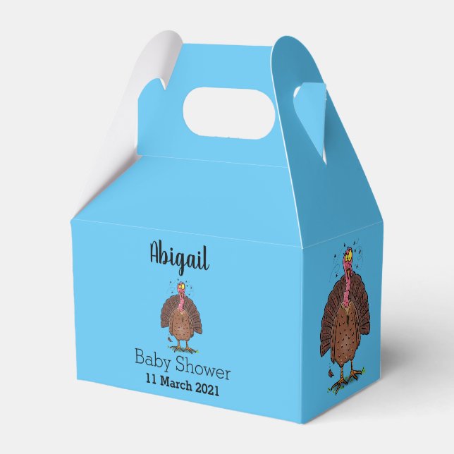 Funny brown farmyard turkey with flies cartoon favor box (Front Side)