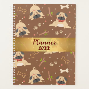 Funny Brown Pug Paws Personalized Planner
