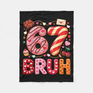 Funny Bruh 67 Six Seven Meme Valentine's Day Boys  Fleece Blanket