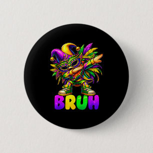 Funny bruh dabbing mardi gras mens boys kids  2 inch round button