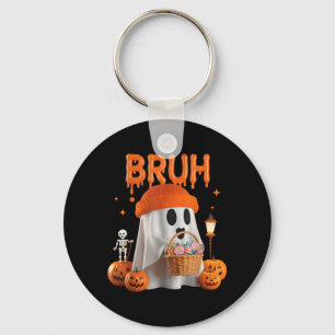 Funny Bruh Ghost Halloween Costume Trick Or Treat Keychain