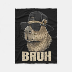 Funny Bruh Meme Capybara Lover Cool Sungles For Me Fleece Blanket