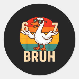 Funny Bruh Retro Duck 6 7 Meme Kids Teen Boys  Classic Round Sticker