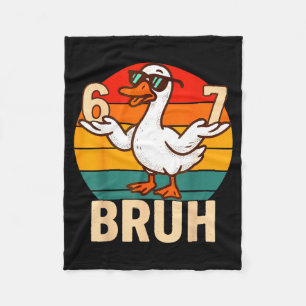 Funny Bruh Retro Duck 6 7 Meme Kids Teen Boys Fleece Blanket