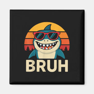 Funny Bruh Shark With Sungles Meme Magnet