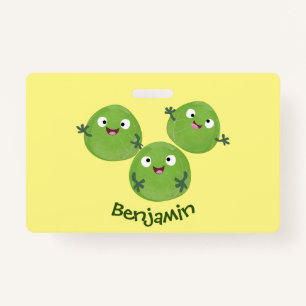 Funny Brussels sprouts vegetables cartoon Badge
