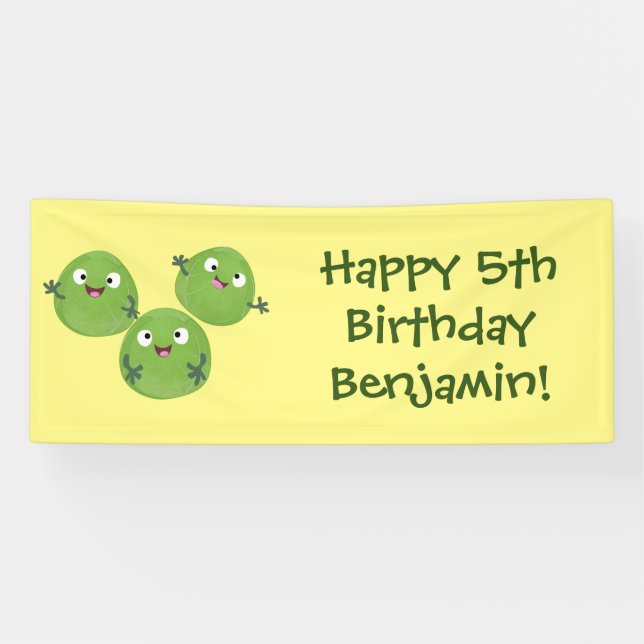 Funny Brussels sprouts vegetables cartoon Banner (Horizontal)