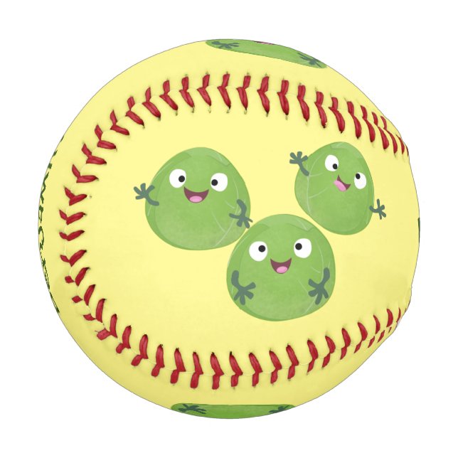 Funny Brussels sprouts vegetables cartoon Baseball (Front Left)