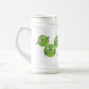 Funny Brussels sprouts vegetables cartoon Beer Stein