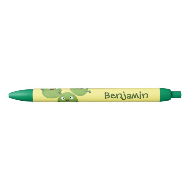 Funny Brussels sprouts vegetables cartoon Black Ink Pen (Front)