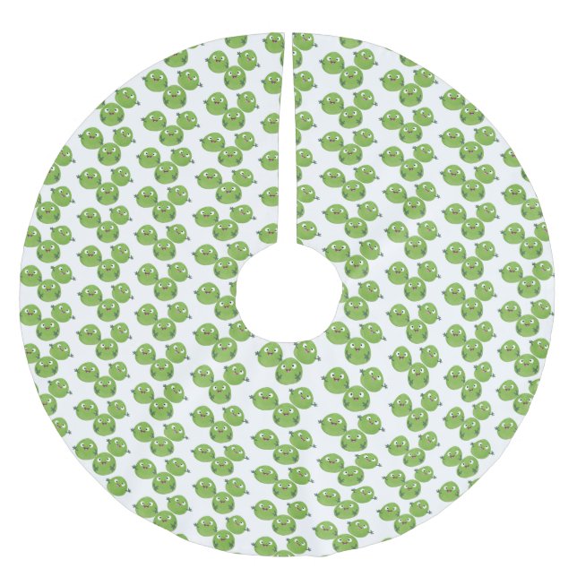 Funny Brussels sprouts vegetables cartoon Brushed Polyester Tree Skirt (Front)