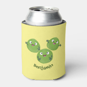Funny Brussels sprouts vegetables cartoon Can Cooler