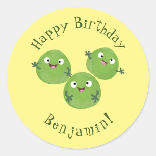 Funny Brussels sprouts vegetables cartoon Classic Round Sticker