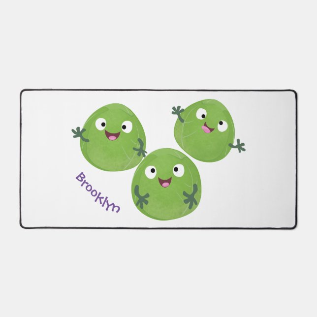 Funny Brussels sprouts vegetables cartoon Desk Mat (Front)