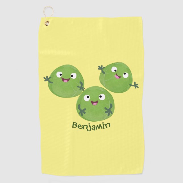 Funny Brussels sprouts vegetables cartoon Golf Towel (Front)