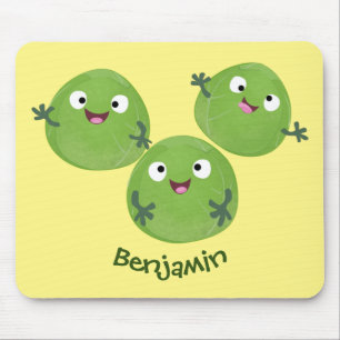 Funny Brussels sprouts vegetables cartoon Mouse Pad