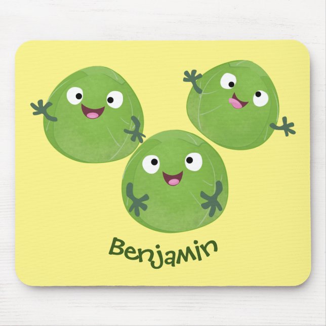 Funny Brussels sprouts vegetables cartoon Mouse Pad (Front)
