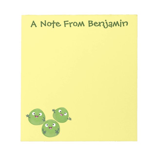 Funny Brussels sprouts vegetables cartoon Notepad (Front)