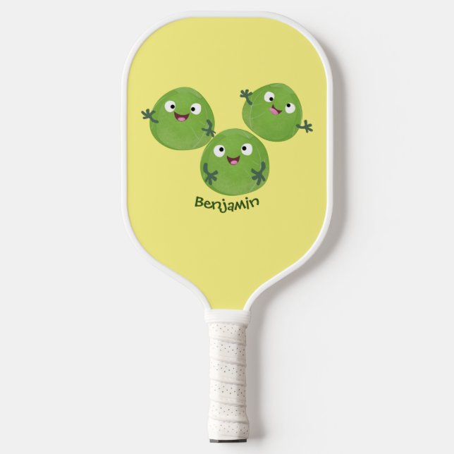 Funny Brussels sprouts vegetables cartoon Pickleball Paddle (Front)