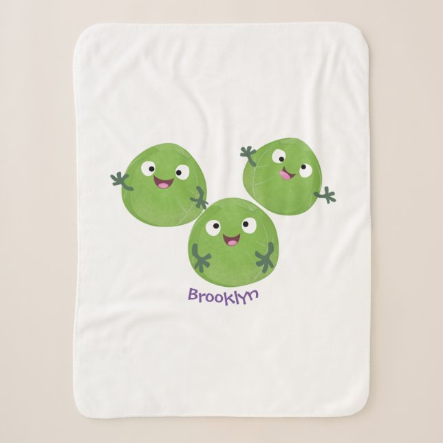 Funny Brussels sprouts vegetables cartoon Sherpa Blanket (Front)
