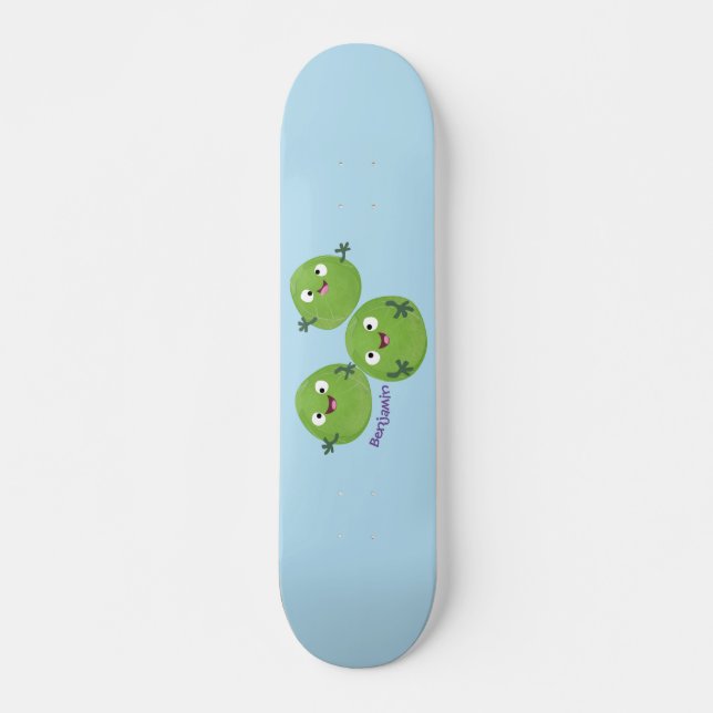 Funny Brussels sprouts vegetables cartoon Skateboard (Front)