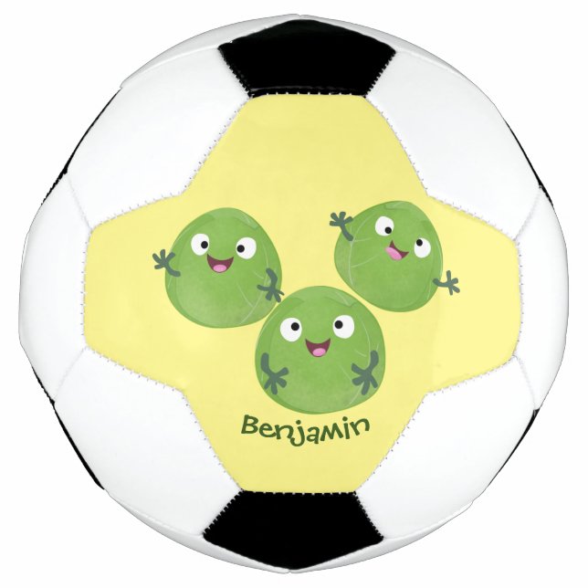 Funny Brussels sprouts vegetables cartoon Soccer Ball (Front)
