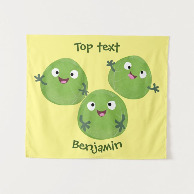 Funny Brussels sprouts vegetables cartoon  Tapestry (Front (Horizontal))