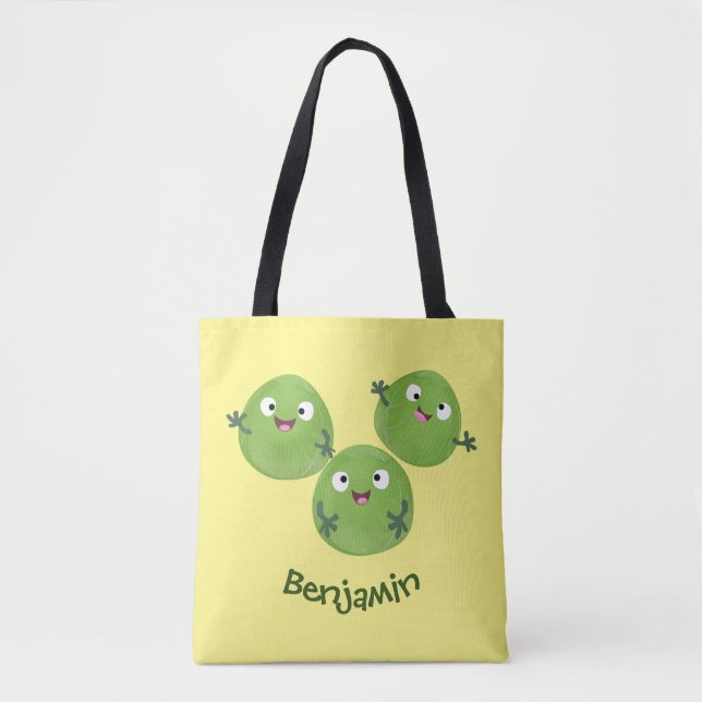 Funny Brussels sprouts vegetables cartoon Tote Bag (Front)