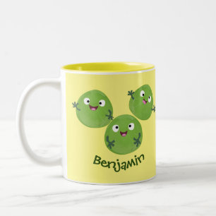 Funny Brussels sprouts vegetables cartoon Two-Tone Coffee Mug