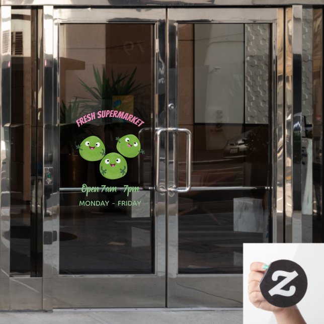 Funny Brussels sprouts vegetables cartoon Window Cling (Office Door)