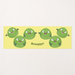 Funny Brussels sprouts vegetables cartoon Yoga Mat