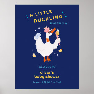 Funny Bubble Duck Bath Rubber Baby Shower Welcome Poster