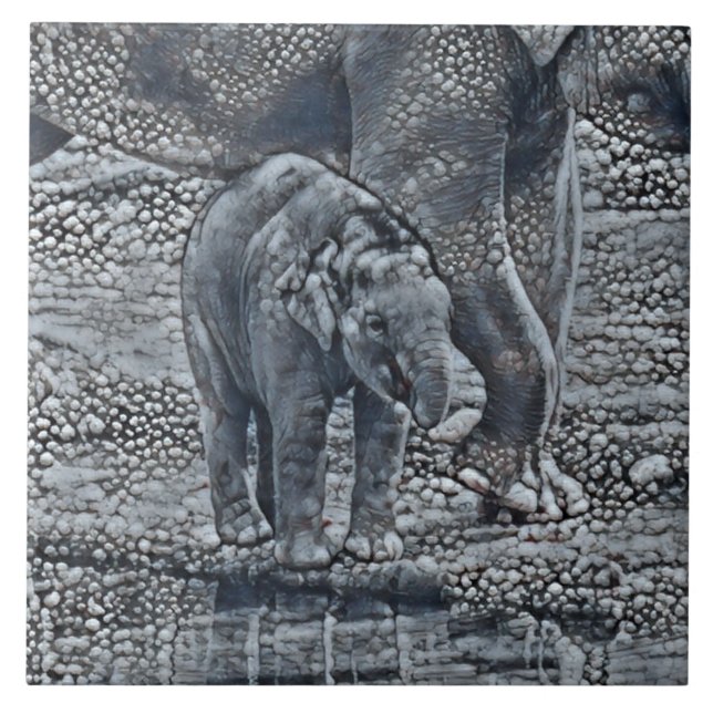 funny bubble elephant baby tile (Front)