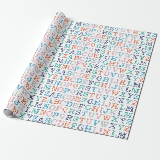 Funny Bubble Rainbow Alpbabet Wrapping Paper (Unrolled)