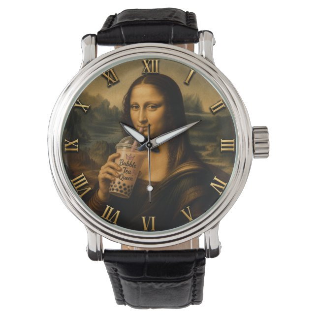 Funny Bubble Tea Mona Lisa  Watch (Front)