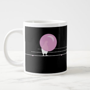 Funny Bubblegum Birds on a Wire Black Large Coffee Mug
