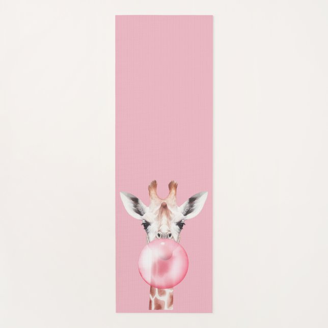 Funny Bubblegum Giraffe Yoga Mat (Front)
