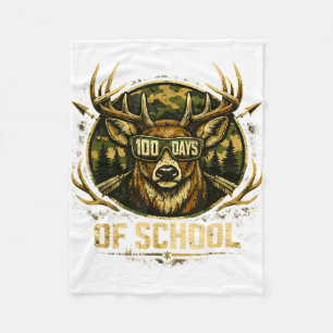 Funny Bucked 100 Day of School Camo Deer Outdoor Fleece Blanket