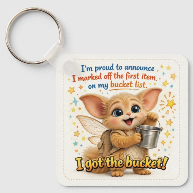 Funny Bucket List Dad Joke Keychain (Front)