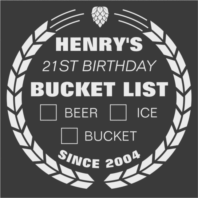 Funny Bucket List Sticker, Beer, Birthday Party (Front)