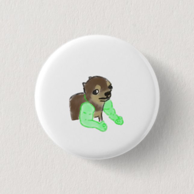 Funny Buff Dog Muscular Arms Meme Gift 1 Inch Round Button (Front)