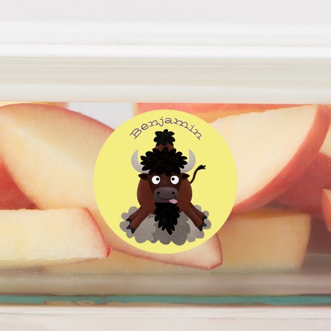 Funny buffalo bison cartoon illustration (Affixed)