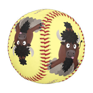 Funny buffalo bison cartoon illustration baseball