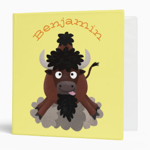 Funny buffalo bison cartoon illustration binder