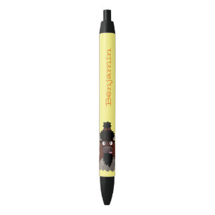 Funny buffalo bison cartoon illustration black ink pen