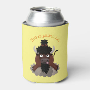 Funny buffalo bison cartoon illustration can cooler