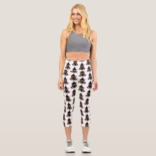 Funny buffalo bison cartoon illustration capri leggings